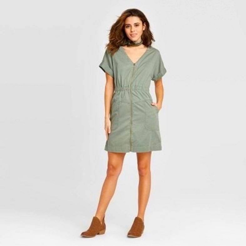 Universal Thread Green Denim Utility Dress